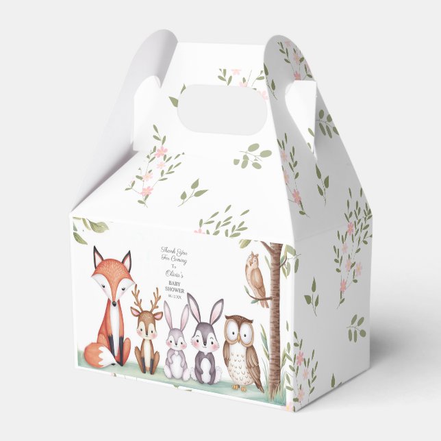Caja Para Regalos Animales de Woodland cautivan a Baby Shower Gracia (Front Side)