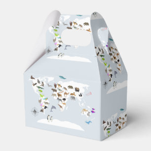 Caja Para Regalos Animales del Mapa Mundial de Niños
