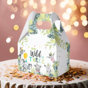 Caja Para Regalos Animales fiestas Safari Jóvenes Salvajes y Tres Cu