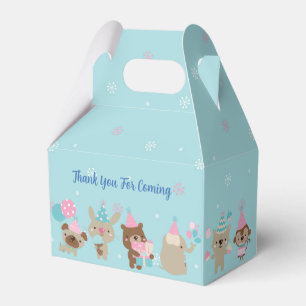 Caja Para Regalos Animales Lindos Acuarela Azul Fiesta de Cumpleaños