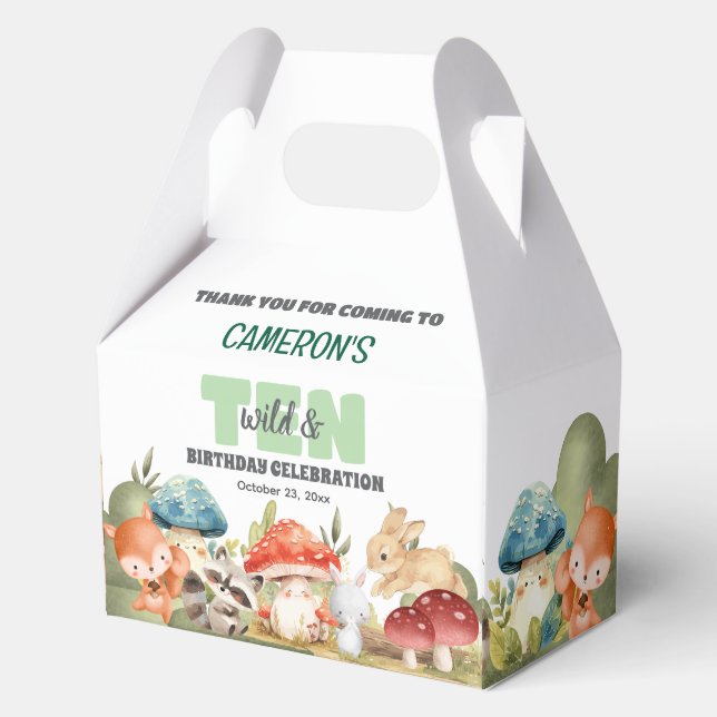 Caja Para Regalos Animales Lindos del Bosque Cumpleaños 10  (Anverso)
