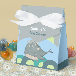 Caja Para Regalos Animales Marinos Adorables Ballena Calamar Azul Fi