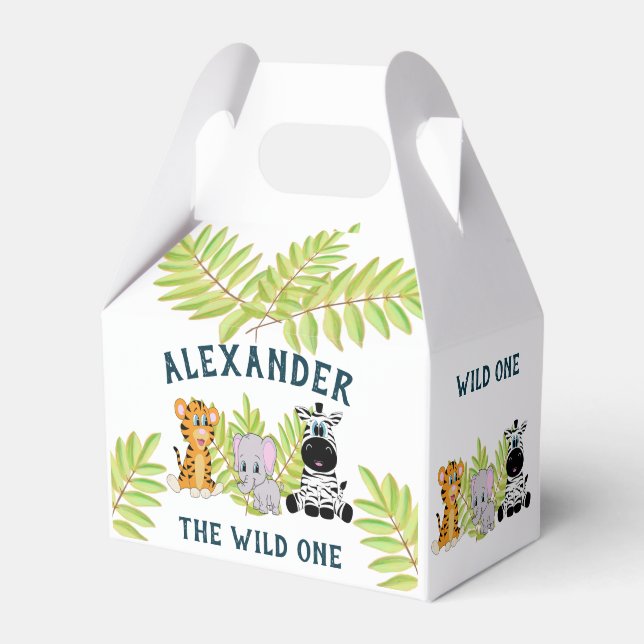 Caja Para Regalos Animales salvajes de primer cumpleaños gracias (Front Side)