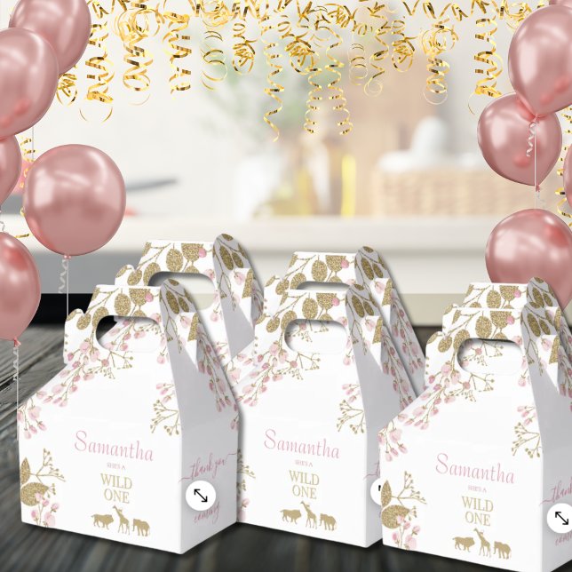 Caja Para Regalos Animales salvajes de primer cumpleaños gracias oro (Subido por el creador)