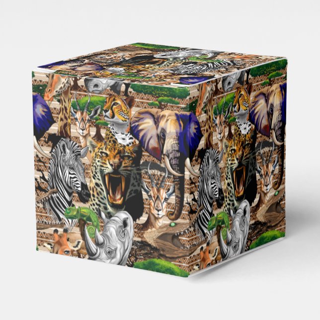 Caja Para Regalos Animales salvajes de sabana africanos (Costado Anverso)
