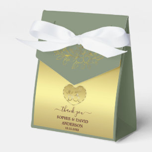 Caja Para Regalos Aniversario de Boda Verde Salvia Oro de Lujo 