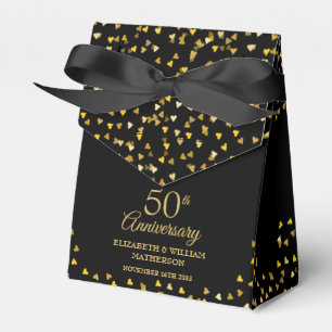 Caja Para Regalos Aniversario de Bodas número 50 Negro y Corazones D