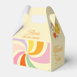 Caja Para Regalos Aniversario de la flor de la ola Groovy de los año