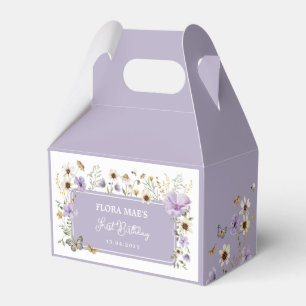 Caja Para Regalos Aniversario de la Mariposa Morada de Flor Silvestr