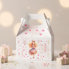 Caja Para Regalos Aniversario de la princesa rosa y los globos