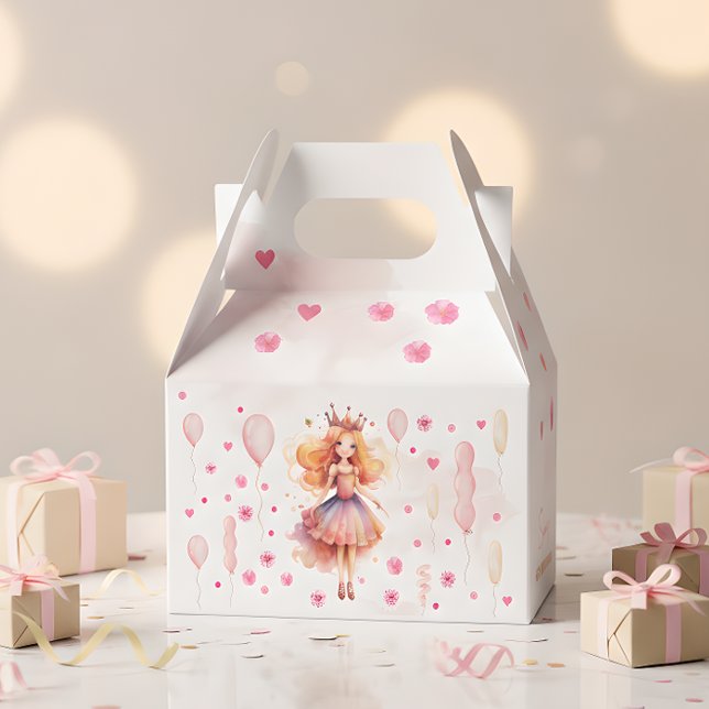 Caja Para Regalos Aniversario de la princesa rosa y los globos (Subido por el creador)