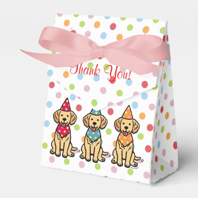 Caja Para Regalos Aniversario de los Cachorros de Golden Retriever (Front Side)