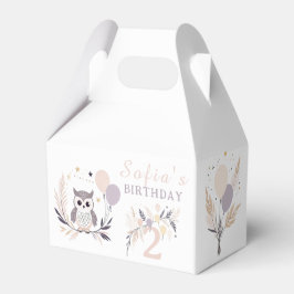 Caja Para Regalos Aniversario del Pastel Boho Owl y los Globos