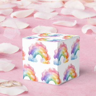 Caja Para Regalos Aniversario del patrón arcoiris de los niños