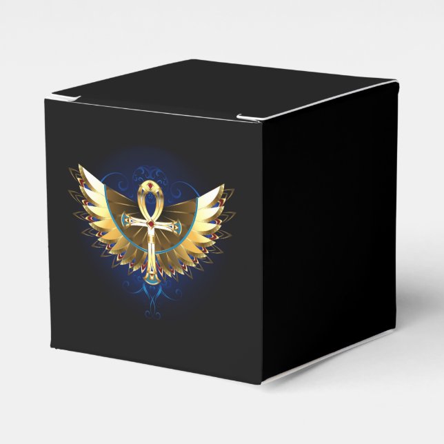 Caja Para Regalos Ankh de oro con alas (Costado Anverso)