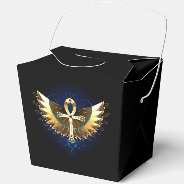 Caja Para Regalos Ankh de oro con alas (Anverso)