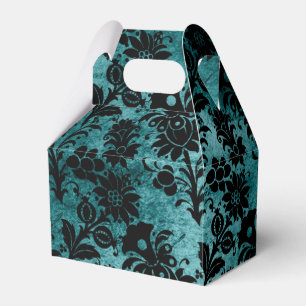Caja Para Regalos Antiguo damasco victoriano de color azul verdoso y
