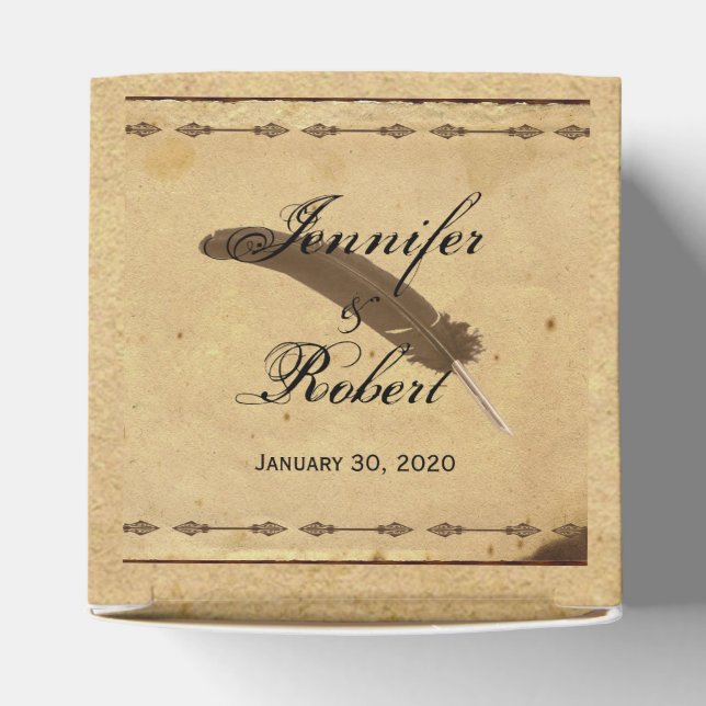 Caja Para Regalos Antiguo Parque de Elegancia de Moda con Boda Quill (Parte superior)