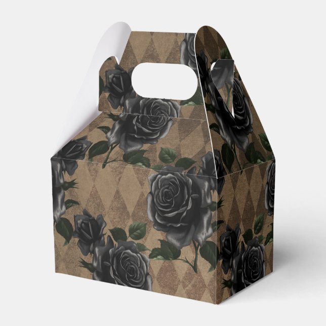 Caja Para Regalos Antiguos Rosas negros góticos (Front Side)