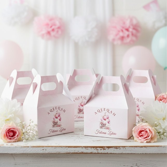 Caja Para Regalos Aqiqah musulmana: La bebé de un globo rosa Strolle (Subido por el creador)