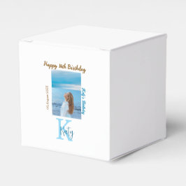 Caja Para Regalos Aqua azul marrón feliz nombre de foto de 16 años