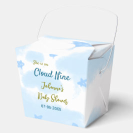 Caja Para Regalos Aqua dorado ella está en la nube nueve baby shower
