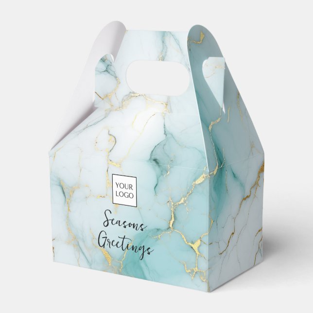 Caja Para Regalos Aqua Logo Text Promotional Business Packaging (Front Side)