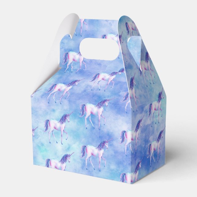Caja Para Regalos Aqua Purple White Unicornio (Front Side)