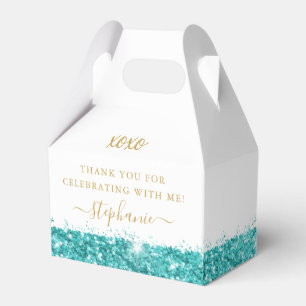 Caja Para Regalos Aqua Verde azulada Moda de confetti Purpurina azul