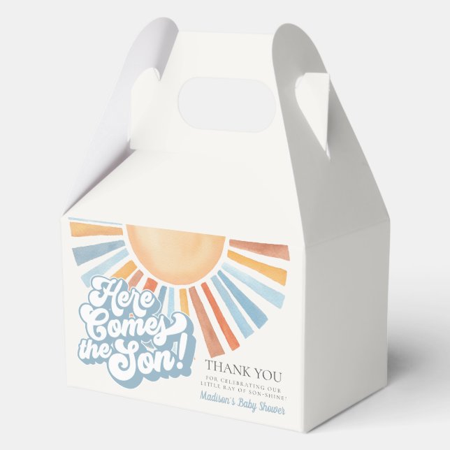 Caja Para Regalos Aquí viene el favor de Baby Shower Son Sunshine Bo (Anverso)