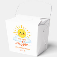 Aquí viene el hijo Fiesta de bebé con sol dibujado