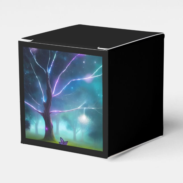 Caja Para Regalos Árbol brillante (Costado Anverso)