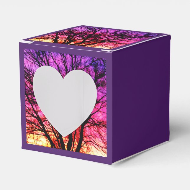 Caja Para Regalos Árbol de atardecer de invierno (Anverso)