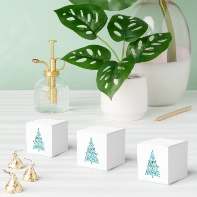 Caja Para Regalos Árbol de Navidad azul Aqua (Múltiple)