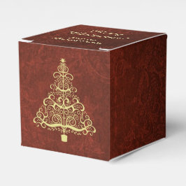 Caja Para Regalos Árbol de Navidad Borgoña Red Gold personalizado