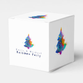 Caja Para Regalos Árbol de Navidad con Arcoíris Moderno Personalizad
