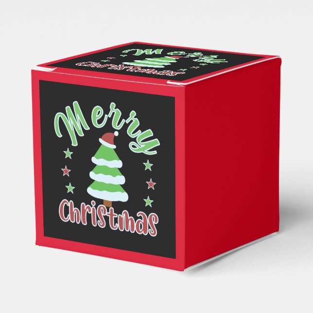 Caja Para Regalos Árbol de Navidad con sombrero de Santa (Costado Anverso)