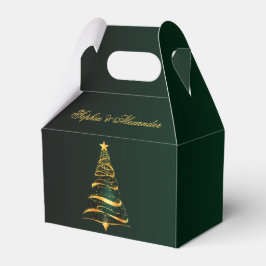 Caja Para Regalos Árbol de Navidad Dorado Chic y Elegante Gracias Bo