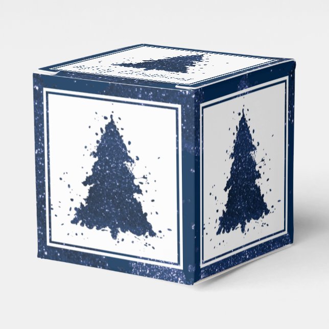 Caja Para Regalos Árbol de Navidad Moody | Azul marino oscuro con cl (Costado Anverso)