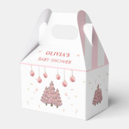 Caja Para Regalos Árbol de Navidad rosa de invierno Santa Baby Showe