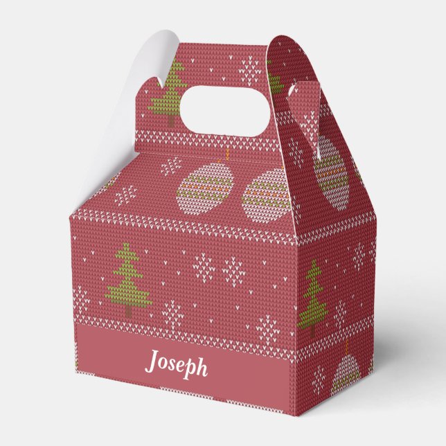 Caja Para Regalos Árbol de Navidad y rojo adorno (Front Side)