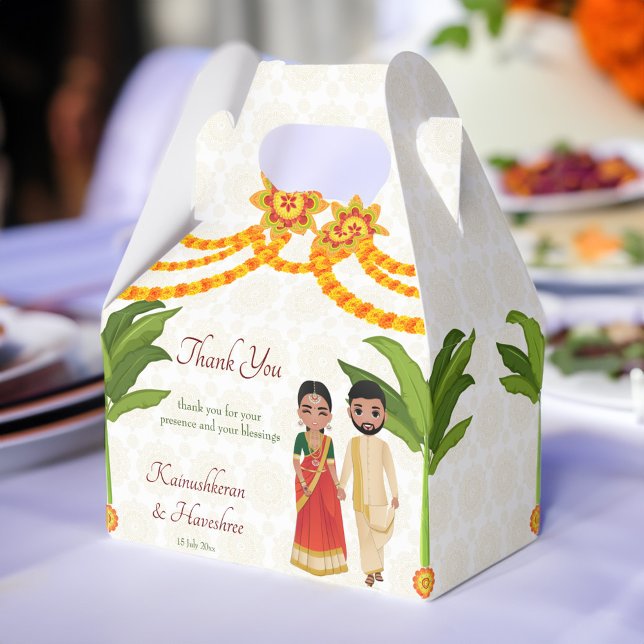 Caja Para Regalos Árbol de plátanos del boda Tamil de Telugu (Telugu Tamil wedding marigolds banana tree Favor Box)