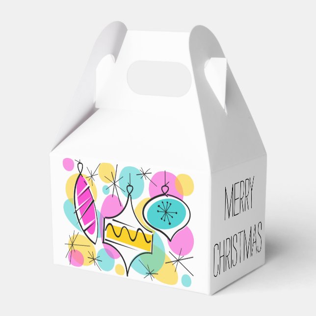 Caja Para Regalos Árbol retro Baubles Feliz Navidad (Reverso)