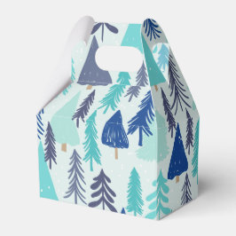 Caja Para Regalos Árboles de Navidad azules en un bosque eververde