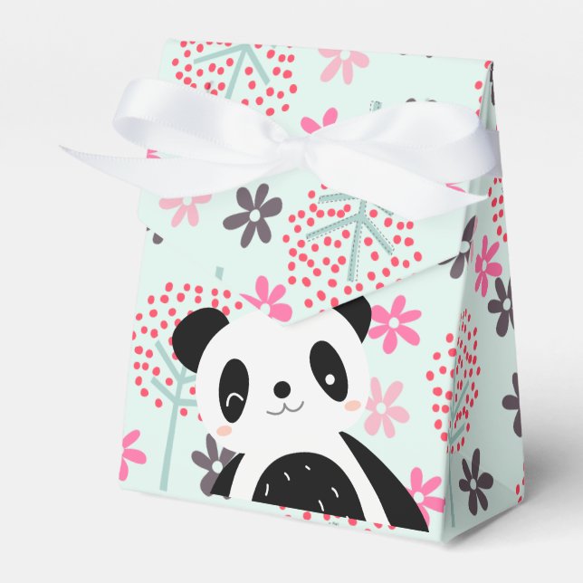 Caja Para Regalos Árboles, flores y osos panda (Front Side)