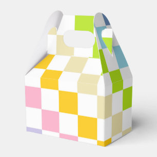 Caja Para Regalos Arco iris en colores pastel a cuadros