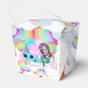 Caja Para Regalos Arco iris Narwhal, fiesta de la sirena