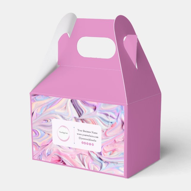 Caja Para Regalos Arco Iris Swirls Pink Blue Purple Pequeña Empresa (Front Side)