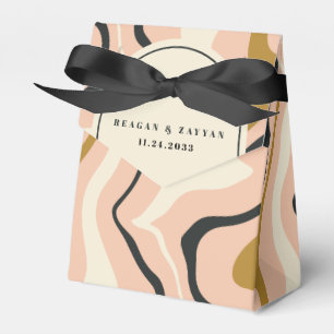 Caja Para Regalos Arco Remolino Retro Rosa Negro Dorado Crema Boda