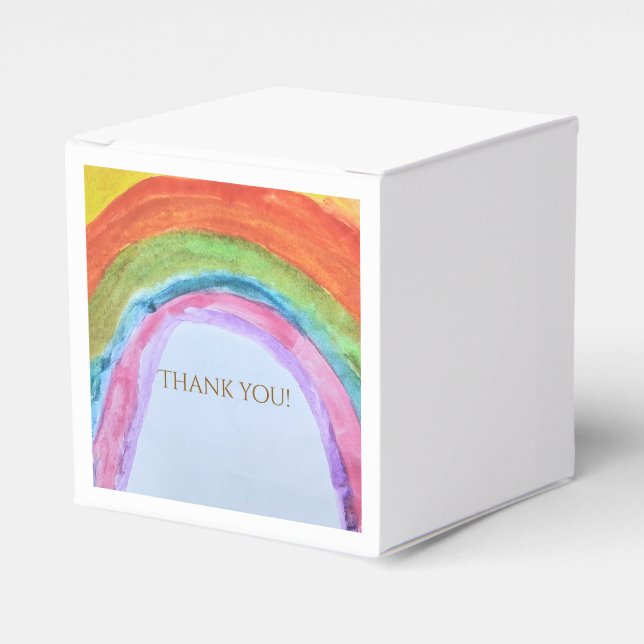Caja Para Regalos Arcoíris Boho Acuarela Auténtico (Costado Anverso)